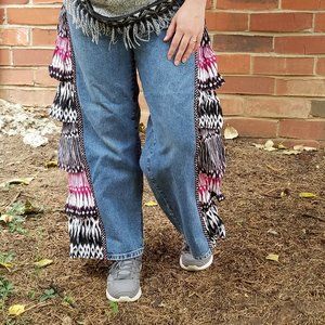 Rio Ladies upcycled jeans with Pink and Black in S